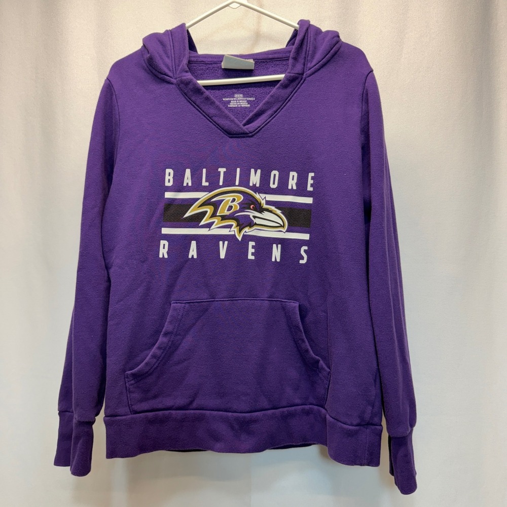 Baltimore Ravens Fanatics Hoodie Womens Medium Purple V-Neck Pullover NFL